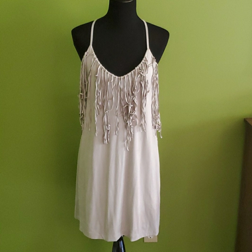 Decree Gray Fringe Dress